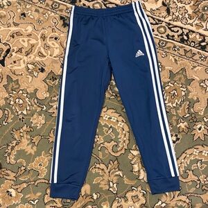 Adidas Kids Blue Joggers with White Stripes
